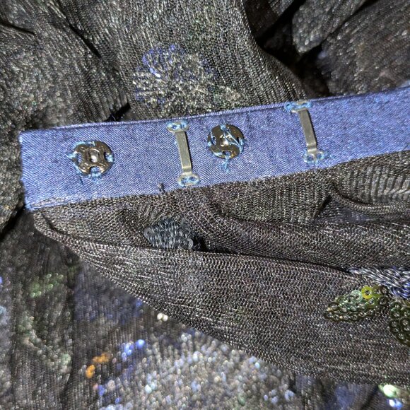 Satin Gown with Detachable Skirt Floral Sequin Applique - Picture 4 of 4